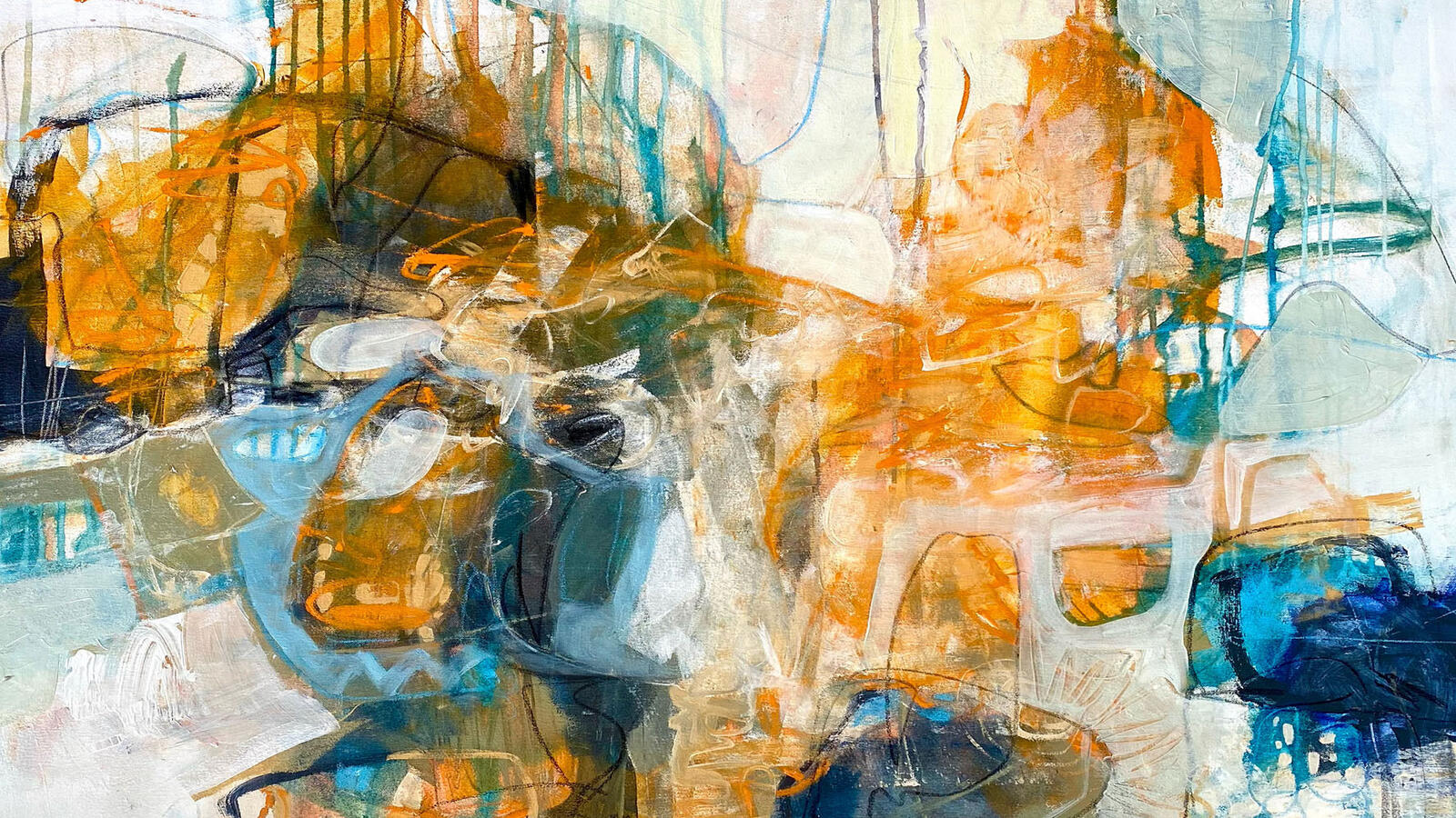 Abstract contemporary painting in earthy tones by Dominique Normand