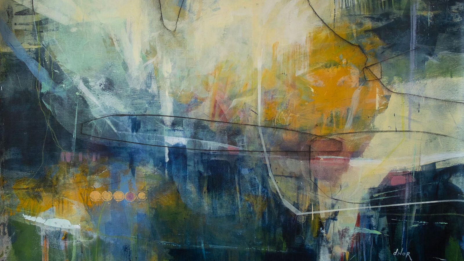 Abstract contemporary painting in earthy tones by Dominique Normand
