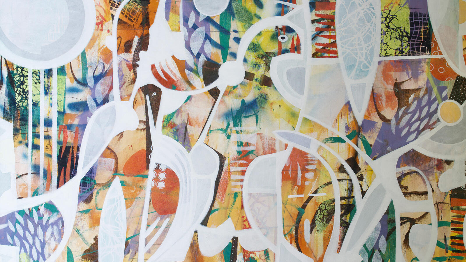 Layered atmospheric abstract artwork designed for digital screen display by Dominique Normand