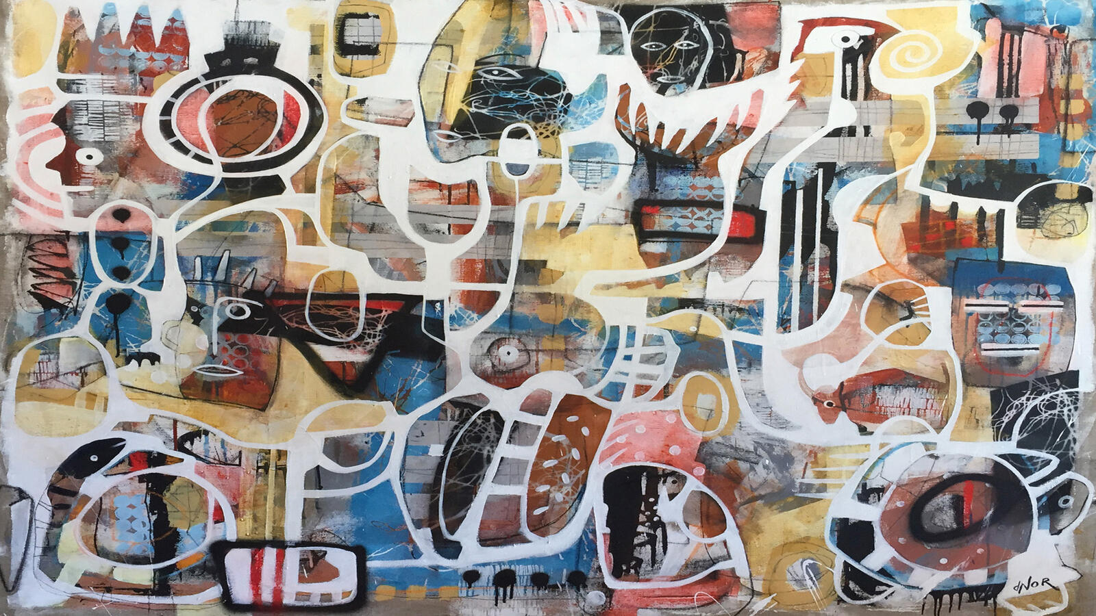 Layered atmospheric abstract artwork designed for digital screen display by Dominique Normand