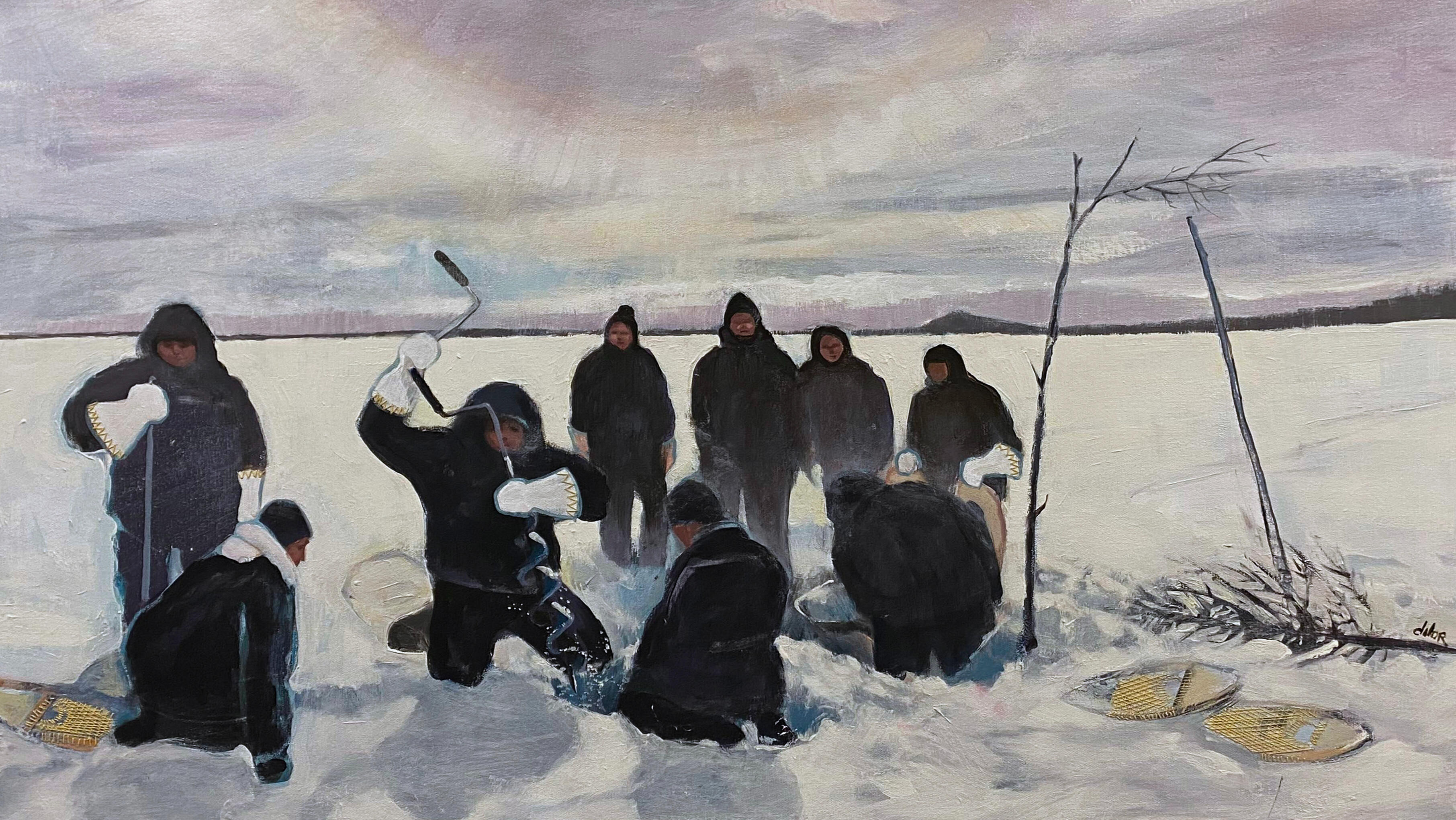 Ice fishing on Mistissini Lake