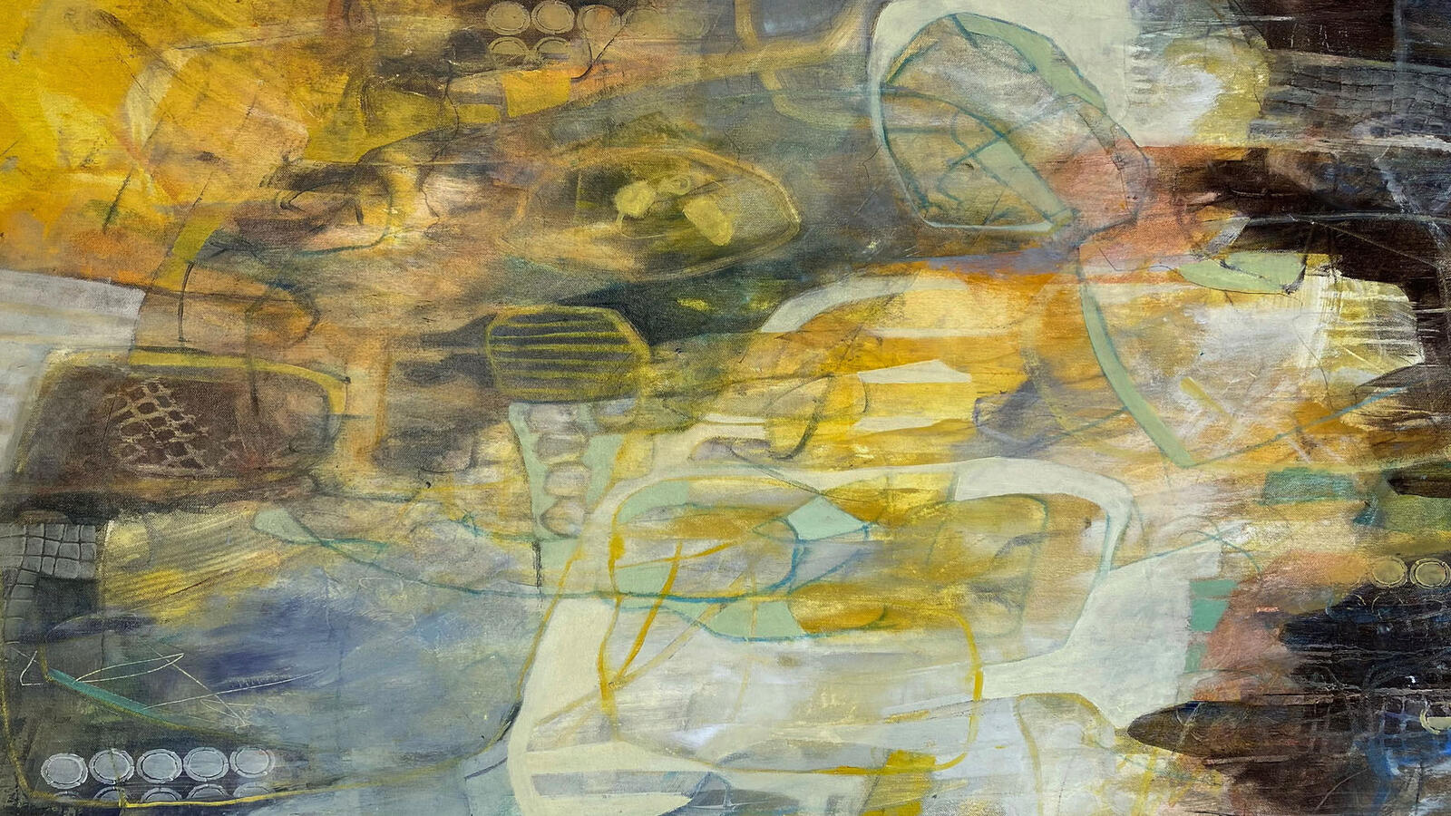 Abstract contemporary painting in earthy tones by Dominique Normand